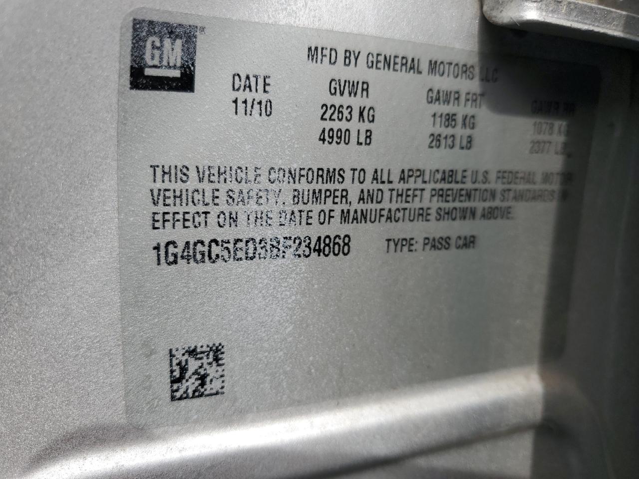 2011 Buick Lacrosse Cxl VIN: 1G4GC5ED3BF244868 Lot: 71211605