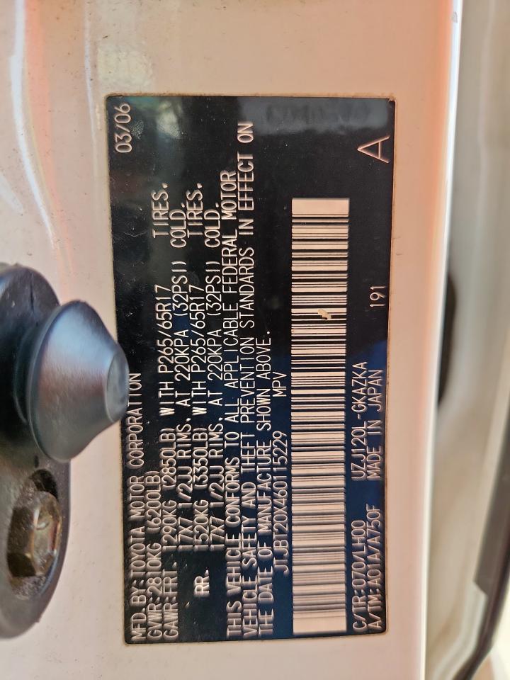 2006 Lexus Gx 470 VIN: JTJBT20X460115229 Lot: 81146435