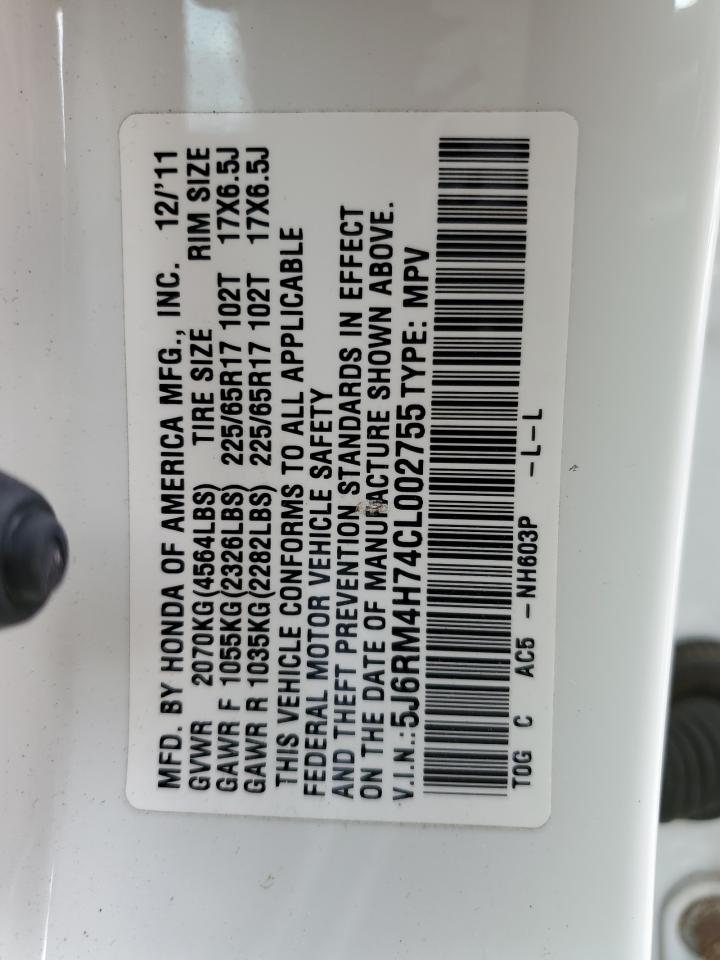 2012 Honda Cr-V Exl VIN: 5J6RM4H74CL002755 Lot: 80886025