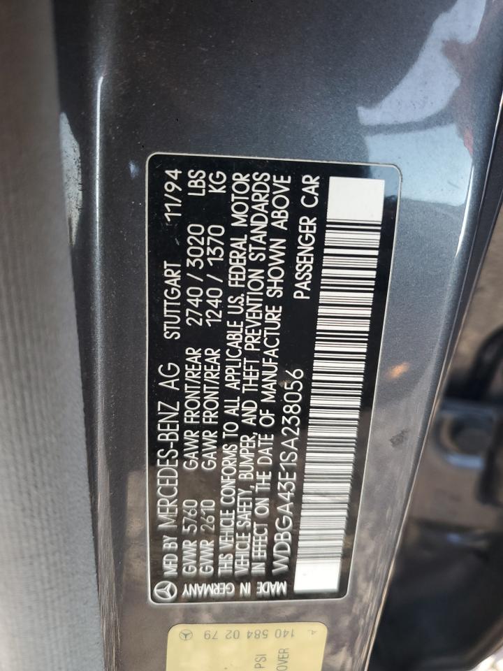 1995 Mercedes-Benz S 420 VIN: WDBGA43E1SA238056 Lot: 80275225