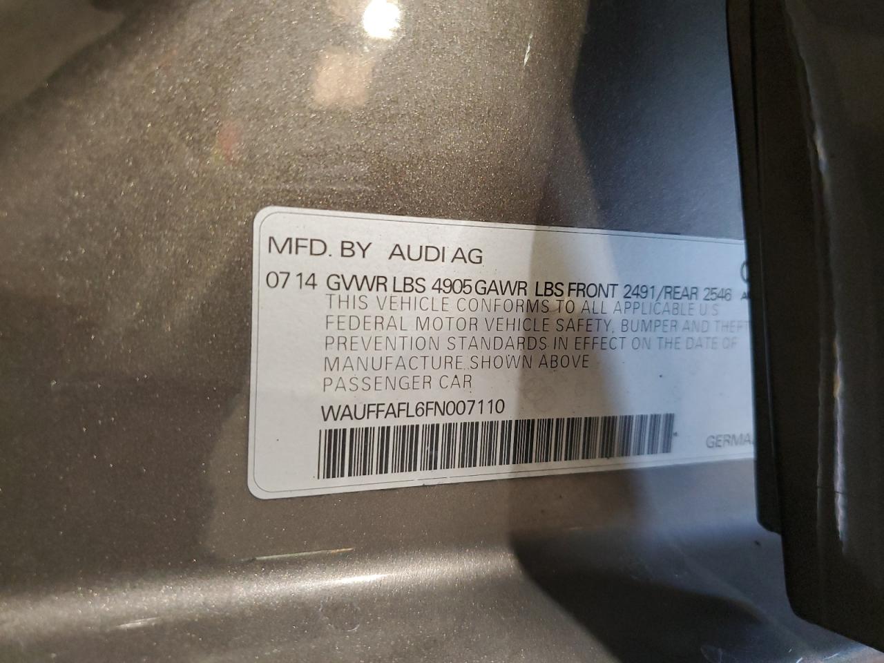 2015 Audi A4 Premium Plus VIN: WAUFFAFL6FN007110 Lot: 81641665