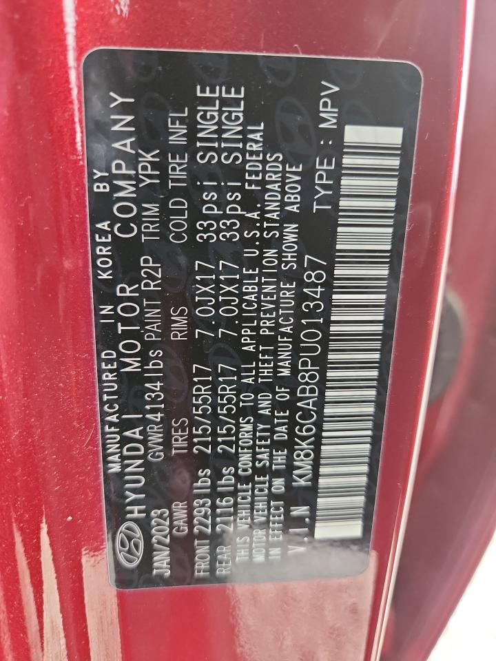2023 Hyundai Kona Sel VIN: KM8K6CAB8PU013487 Lot: 81148345