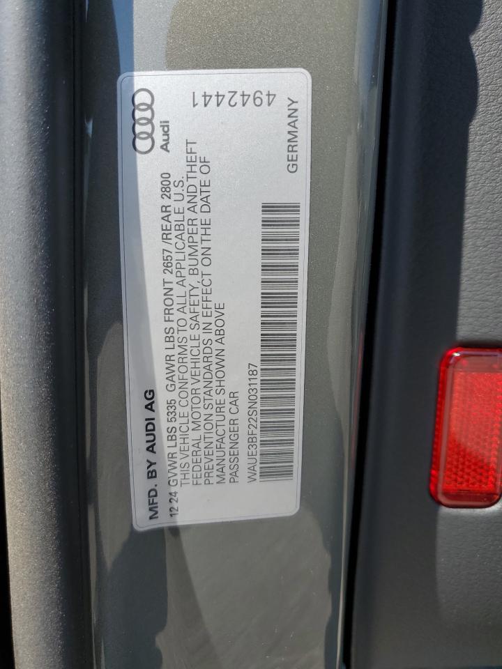 2025 Audi A6 Premium Plus VIN: WAUE3BF22SN031187 Lot: 81695755