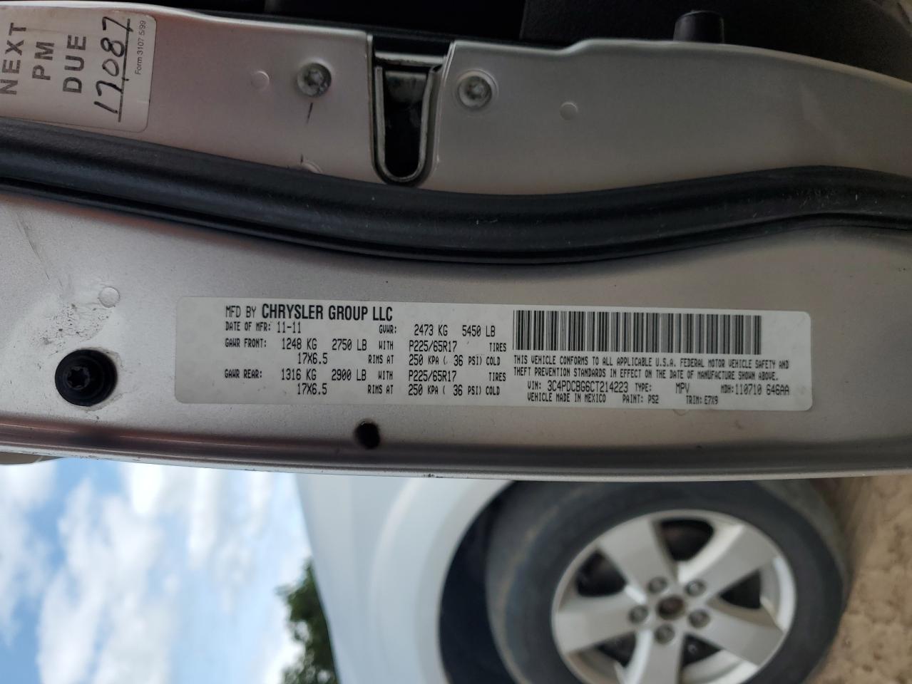 2012 Dodge Journey Sxt VIN: 3C4PDCBG6CT214223 Lot: 71605675