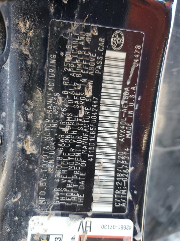 2015 Toyota Avalon Hybrid VIN: 4T1BD1EB5FU042447 Lot: 71283065