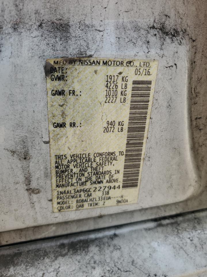 2016 Nissan Altima 2.5 VIN: 1N4AL3AP6GC227944 Lot: 71069345