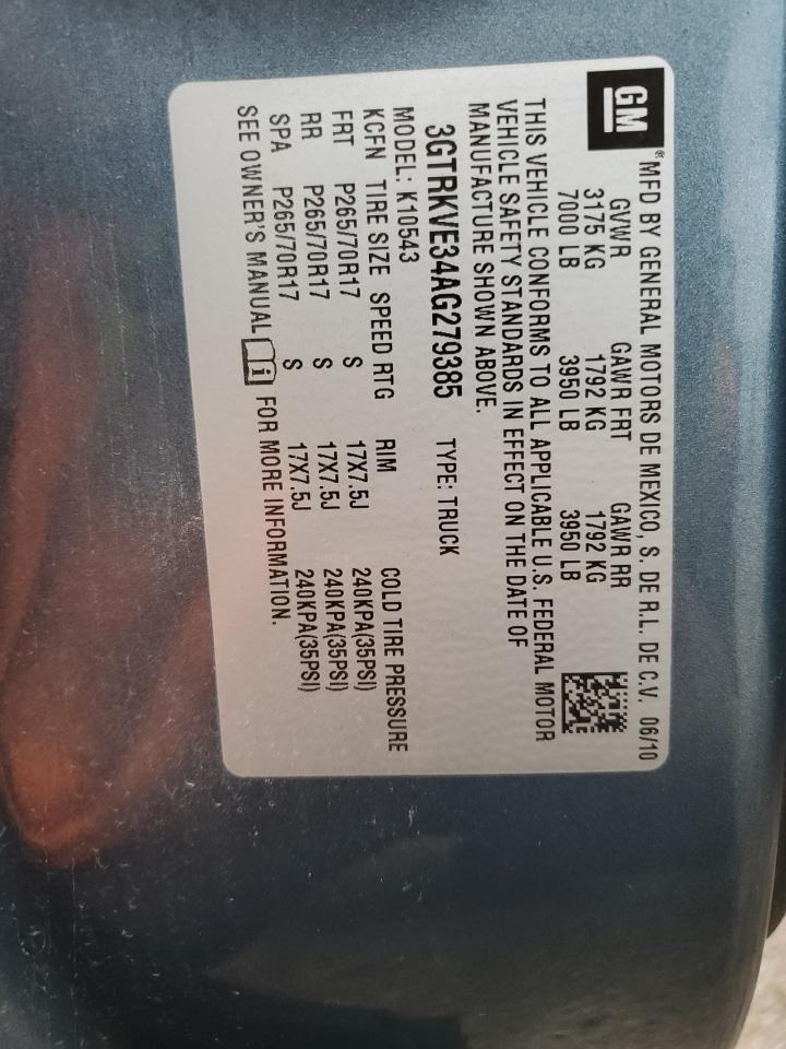 2010 GMC Sierra K1500 Sle VIN: 3GTRKVE34AG279385 Lot: 81019455