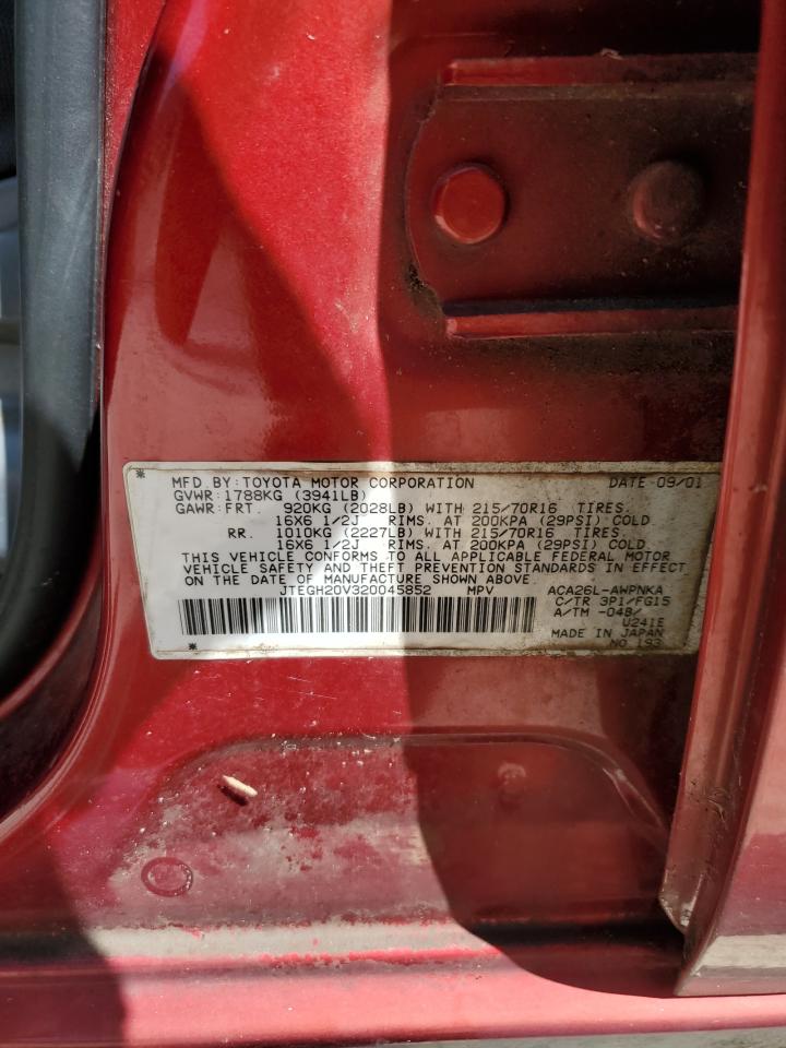 2002 Toyota Rav4 VIN: JTEGH20V320045852 Lot: 83867075