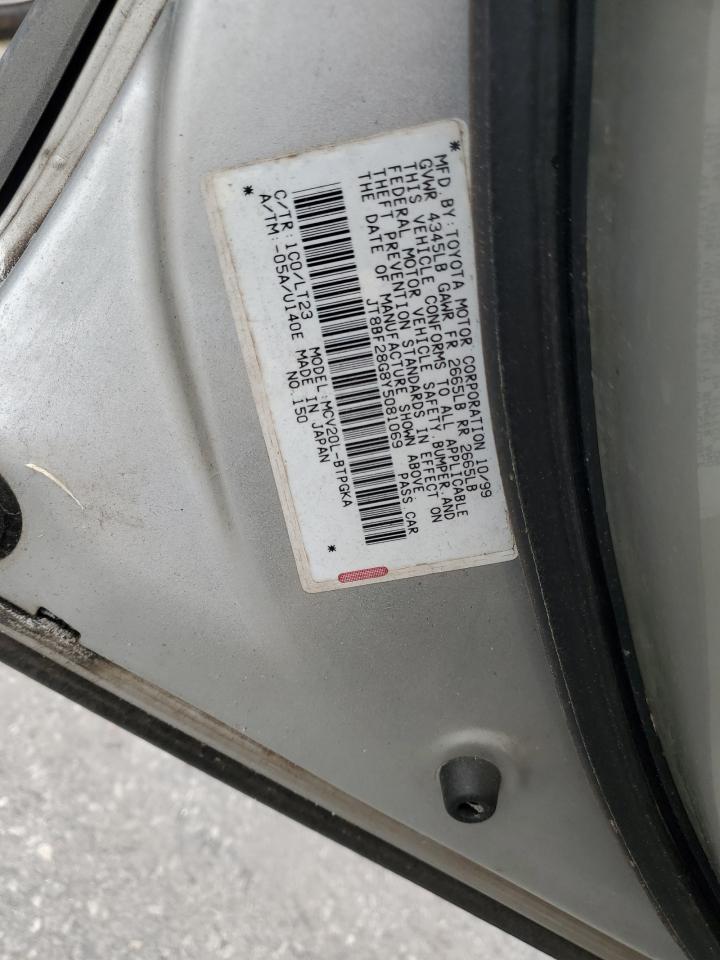 2000 Lexus Es 300 VIN: JT8BF28G8Y5081069 Lot: 80163475