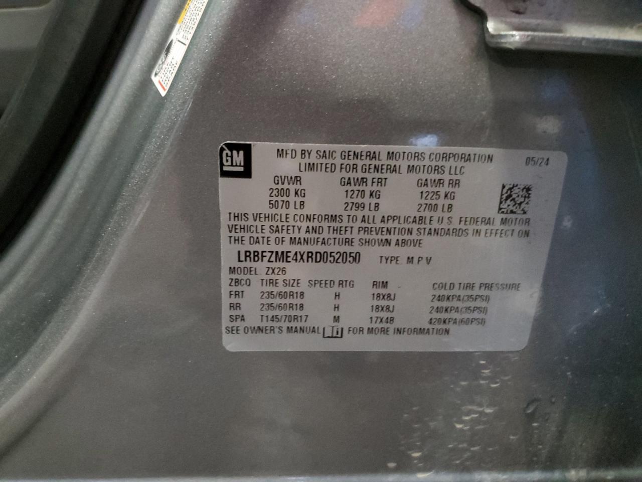 2024 Buick Envision Preferred VIN: LRBFZME4XRD052050 Lot: 71605205