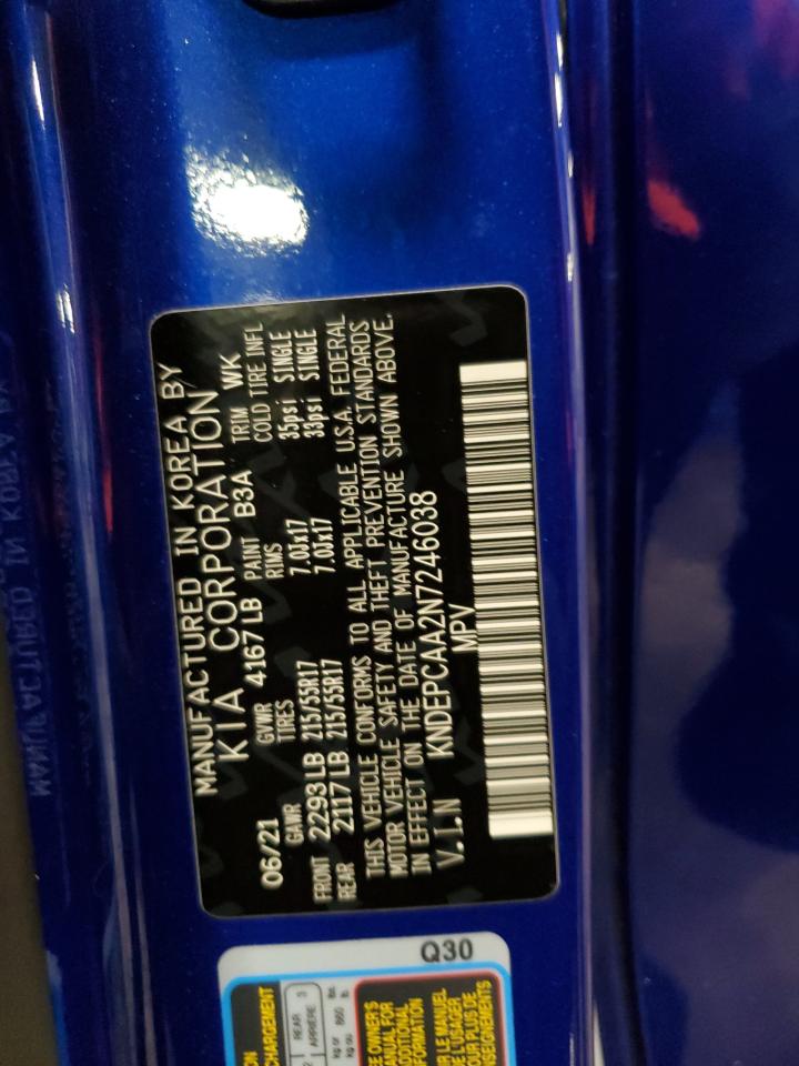 2022 Kia Seltos Lx VIN: KNDEPCAA2N7246038 Lot: 83841435