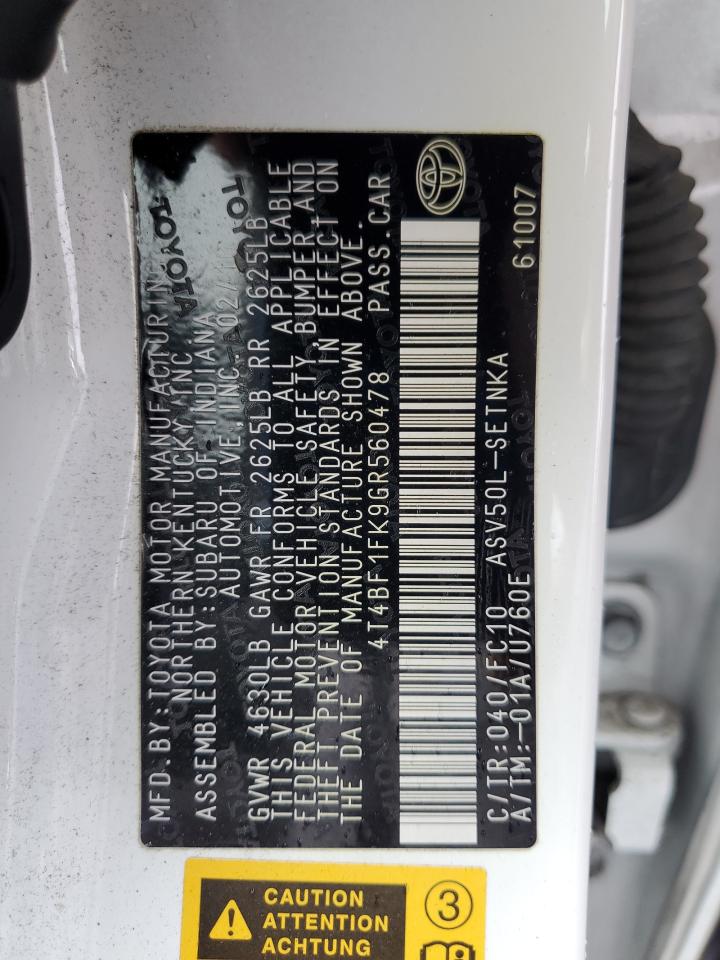 2016 Toyota Camry Le VIN: 4T4BF1FK9GR560478 Lot: 81867685