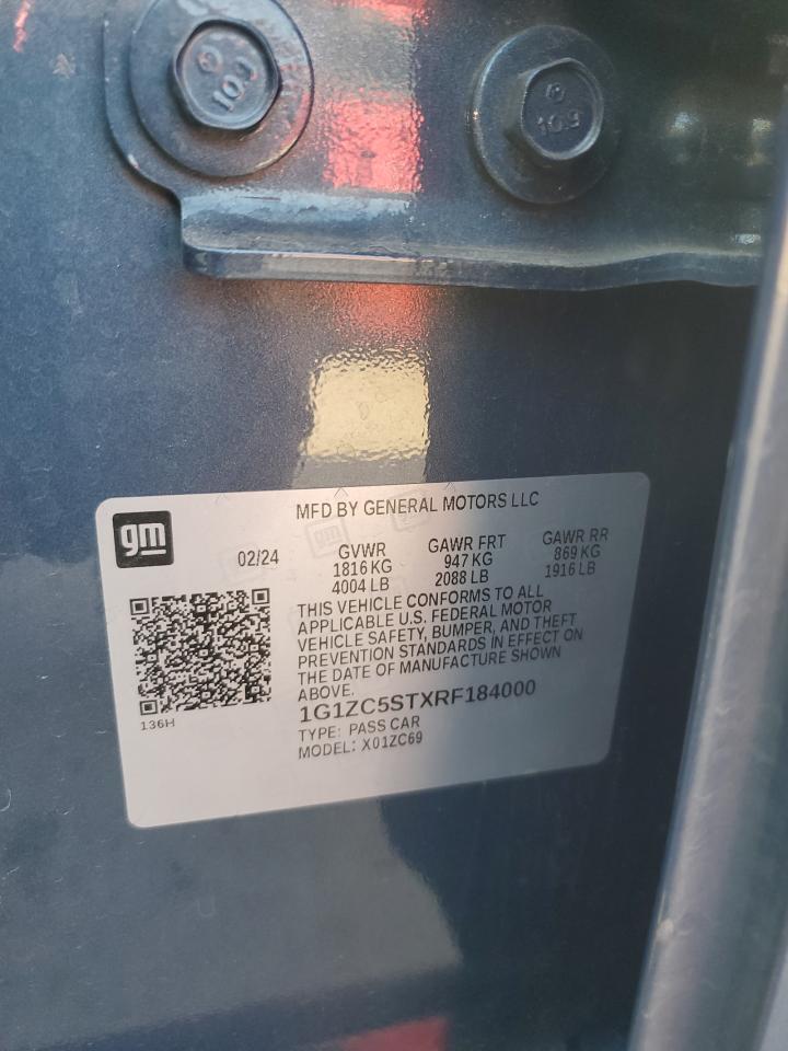 2024 Chevrolet Malibu Ls VIN: 1G1ZC5STXRF184000 Lot: 80397585