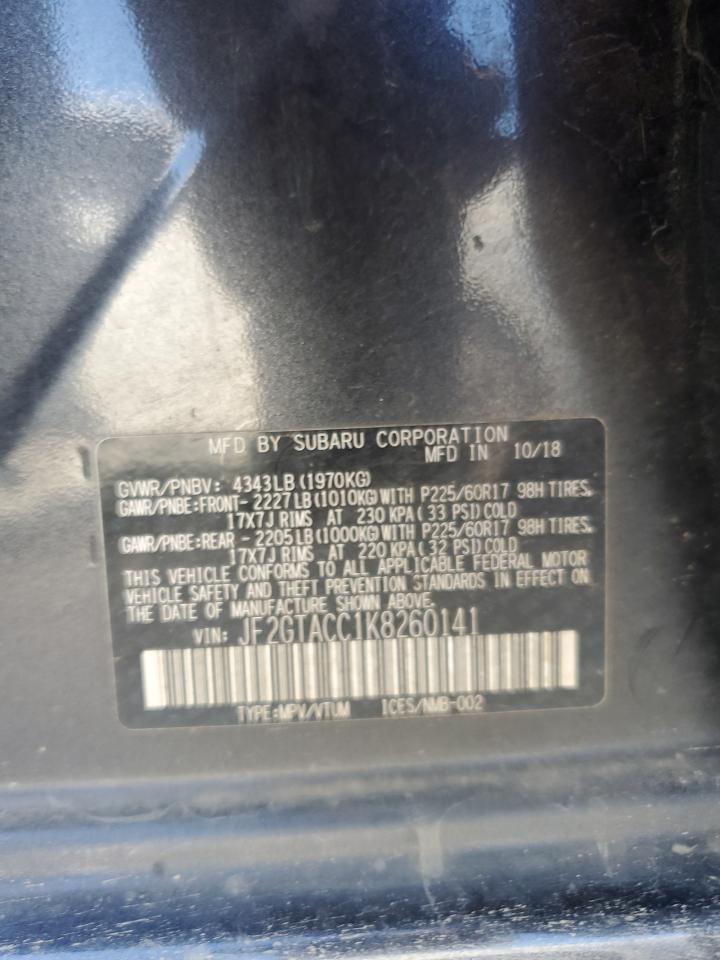 2019 Subaru Crosstrek Premium VIN: JF2GTACC1K8260141 Lot: 82119135