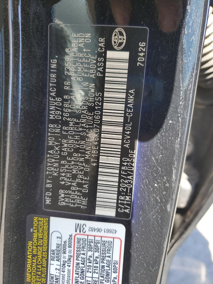 2007 Toyota Camry Ce VIN: 4T1BE46K07U601255 Lot: 81447795