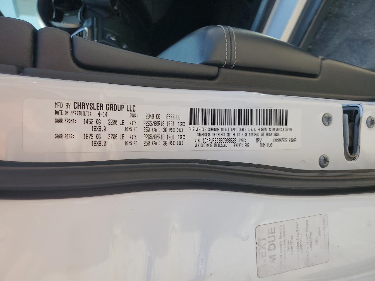 2014 Jeep Grand Cherokee Limited VIN: 1C4RJFBG9EC508829 Lot: 71619135