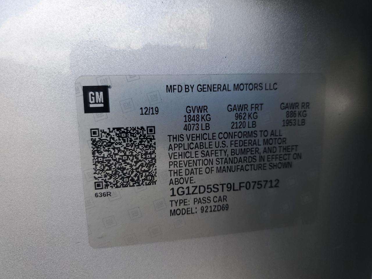 2020 Chevrolet Malibu Lt VIN: 1G1ZD5ST9LF075712 Lot: 81204105