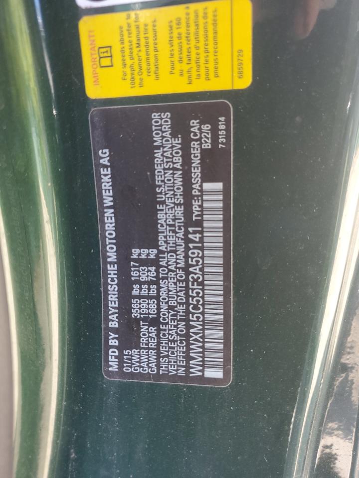 2015 Mini Cooper VIN: WMWXM5C55F3A59141 Lot: 80612175