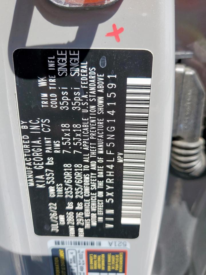 2022 Kia Sorento Ex VIN: 5XYRH4LF5NG141591 Lot: 71458075