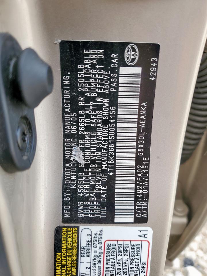 2005 Toyota Avalon Xl VIN: 4T1BK36B15U054156 Lot: 82136275