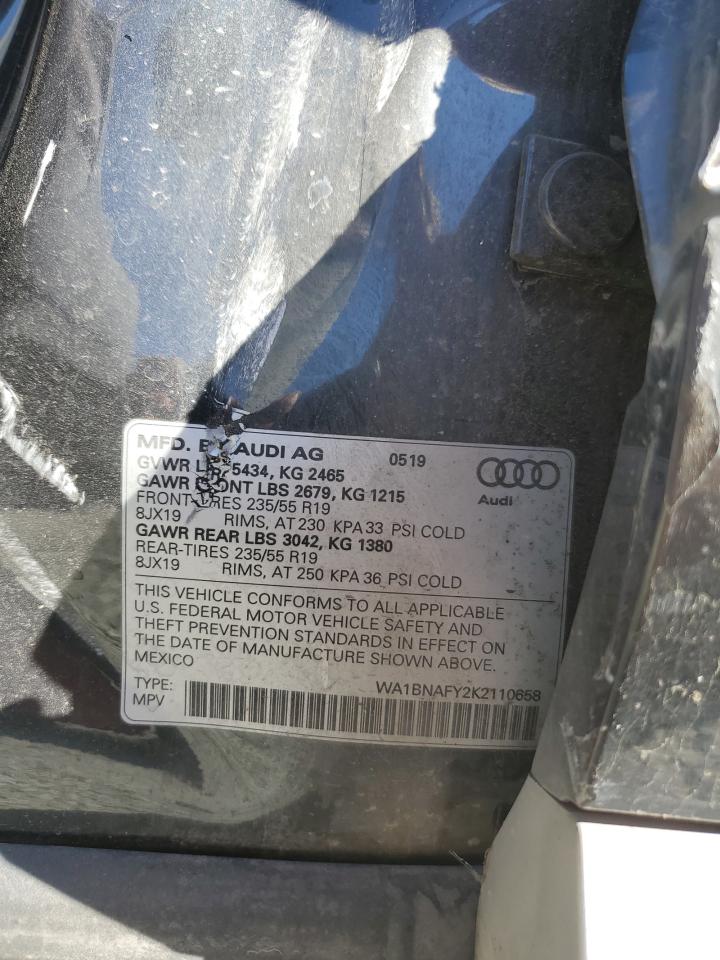 2019 Audi Q5 Premium Plus VIN: WA1BNAFY2K2110658 Lot: 81016775