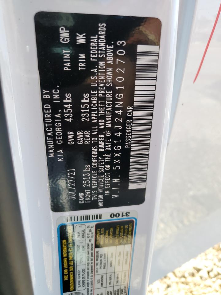 2022 Kia K5 Lxs VIN: 5XXG14J24NG102703 Lot: 71732265