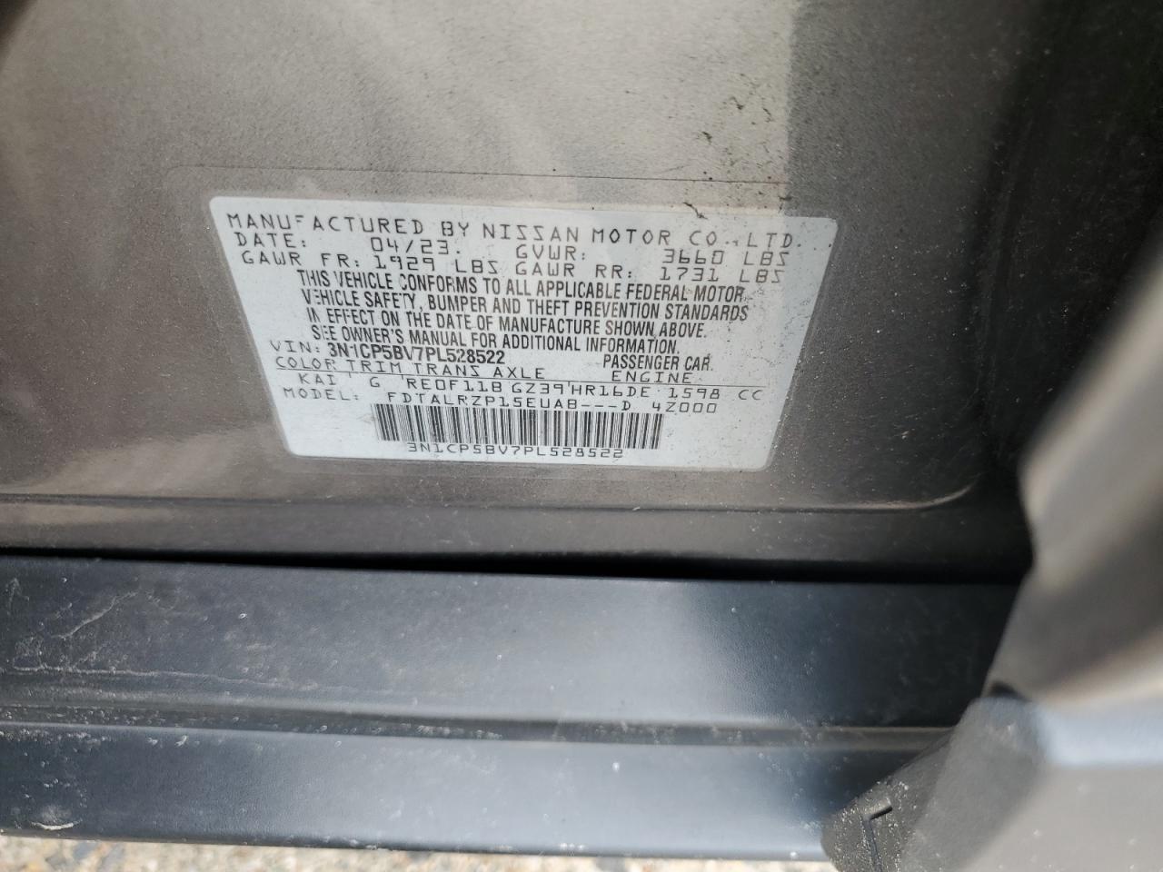 2023 Nissan Kicks S VIN: 3N1CP5BV7PL528522 Lot: 84176205