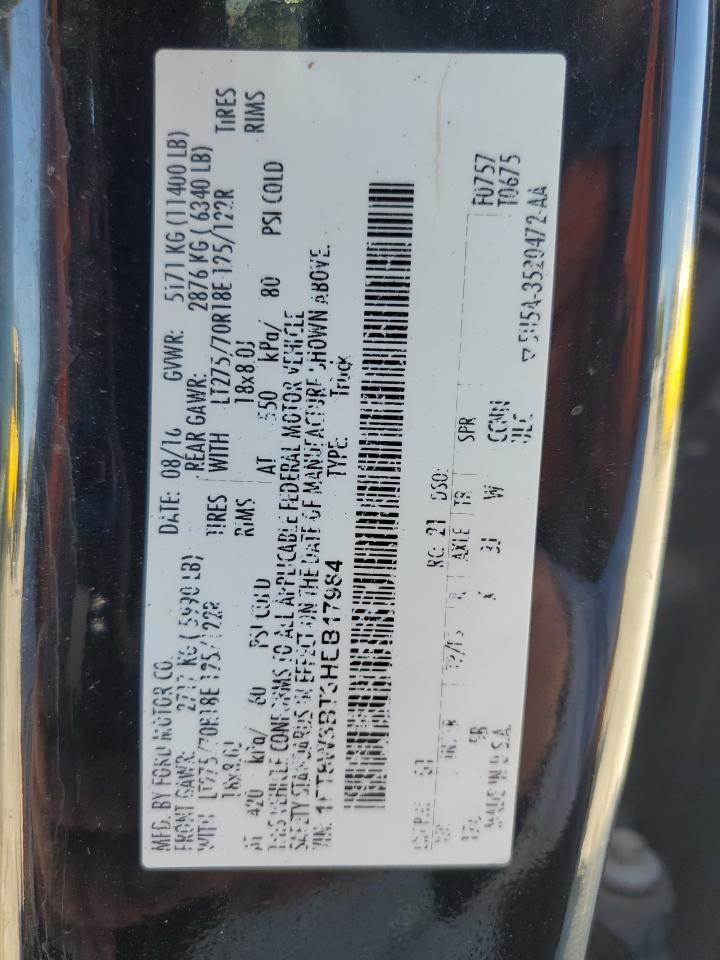 2017 Ford F350 Super Duty VIN: 1FT8W3BT3HEB17984 Lot: 80995355