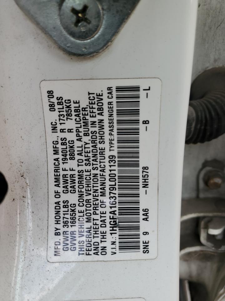 2009 Honda Civic Vp VIN: 1HGFA16379L001139 Lot: 80477025