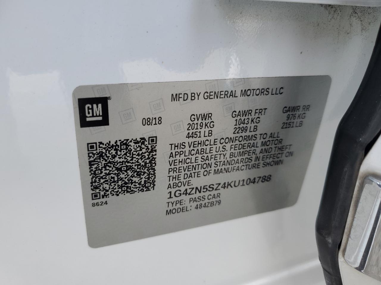 2019 Buick Lacrosse Preferred VIN: 1G4ZN5SZ4KU104788 Lot: 84410135