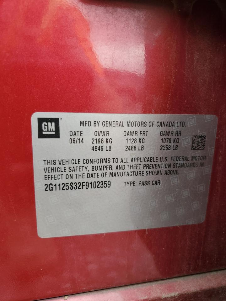 2015 Chevrolet Impala Lt VIN: 2G1125S32F9102359 Lot: 82073875