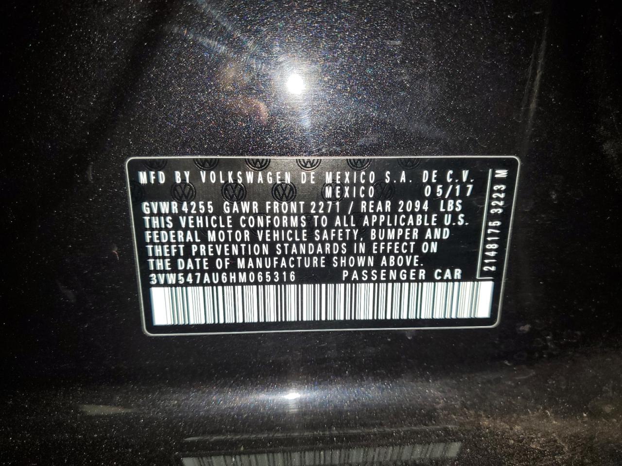2017 Volkswagen Gti Sport VIN: 3VW547AU6HM065316 Lot: 80057815