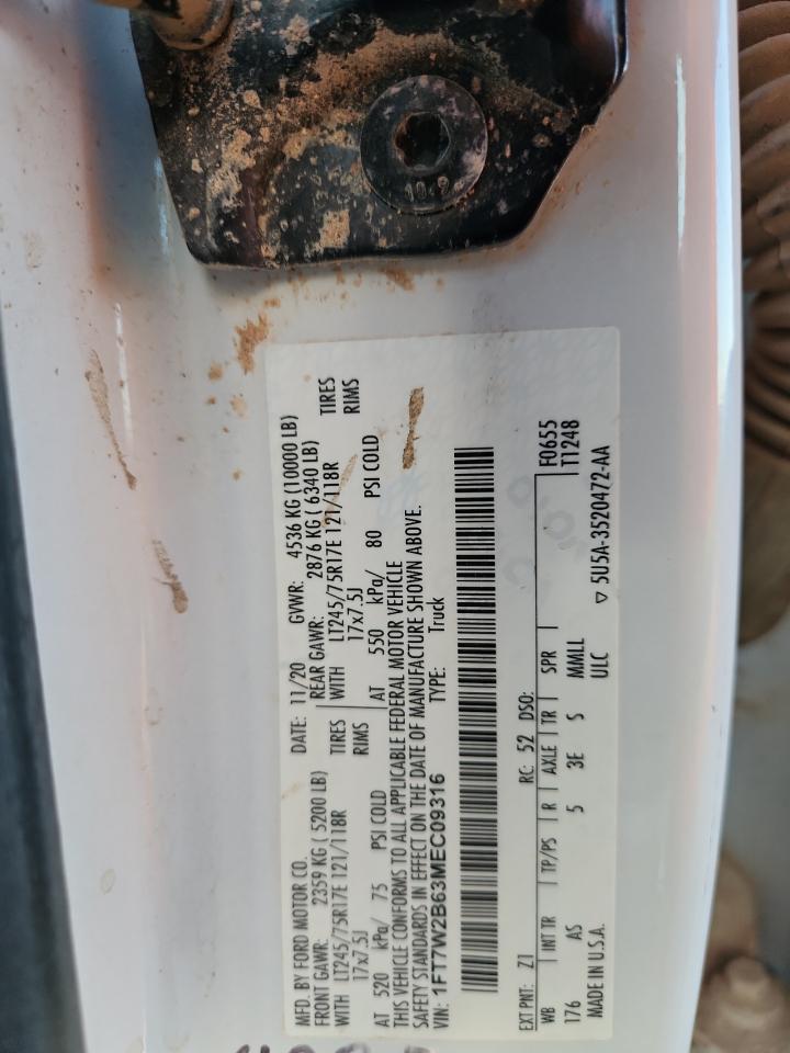 2021 Ford F250 Super Duty VIN: 1FT7W2B63MEC09316 Lot: 82153075