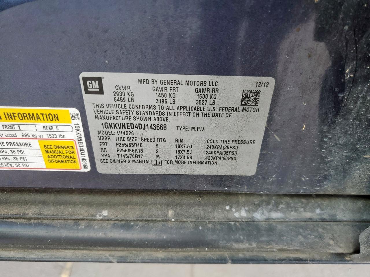 2013 GMC Acadia Sle VIN: 1GKKVNED4DJ143668 Lot: 84410215