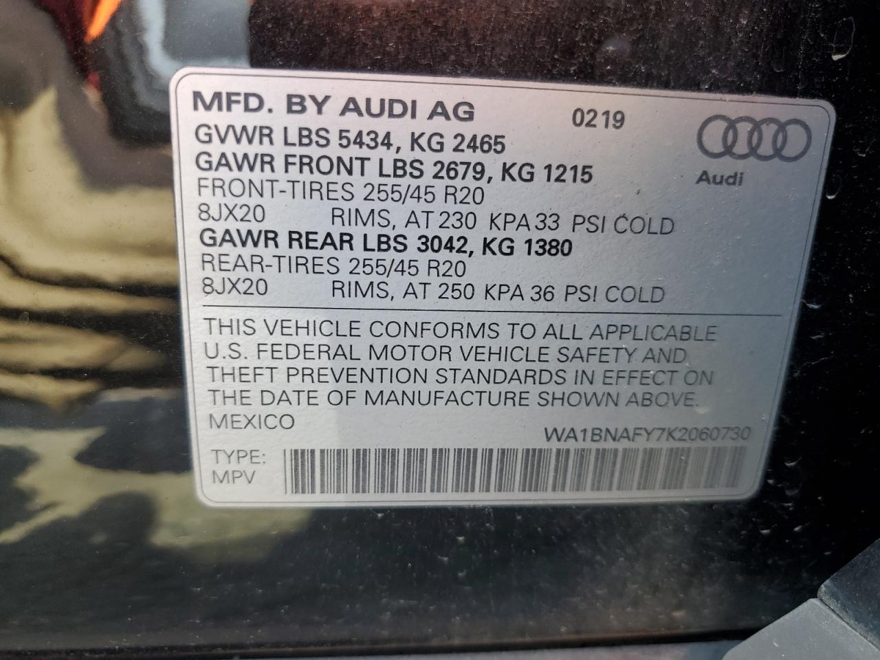 2019 Audi Q5 Premium Plus VIN: WA1BNAFY7K2060730 Lot: 80026595