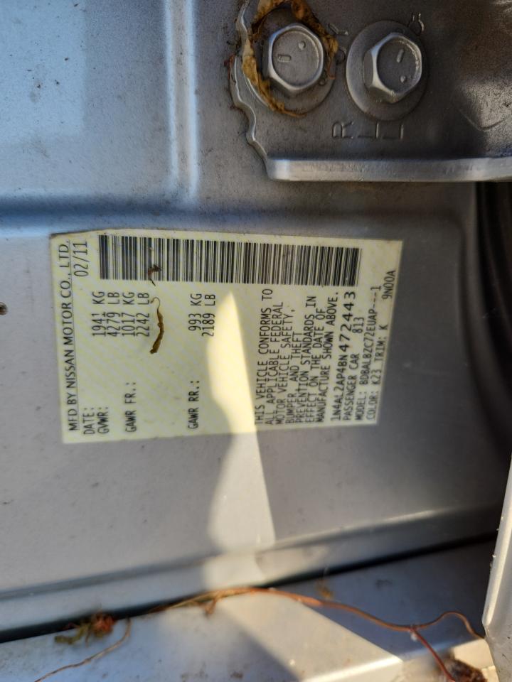 2011 Nissan Altima Base VIN: 1N4AL2AP4BN472443 Lot: 83800705