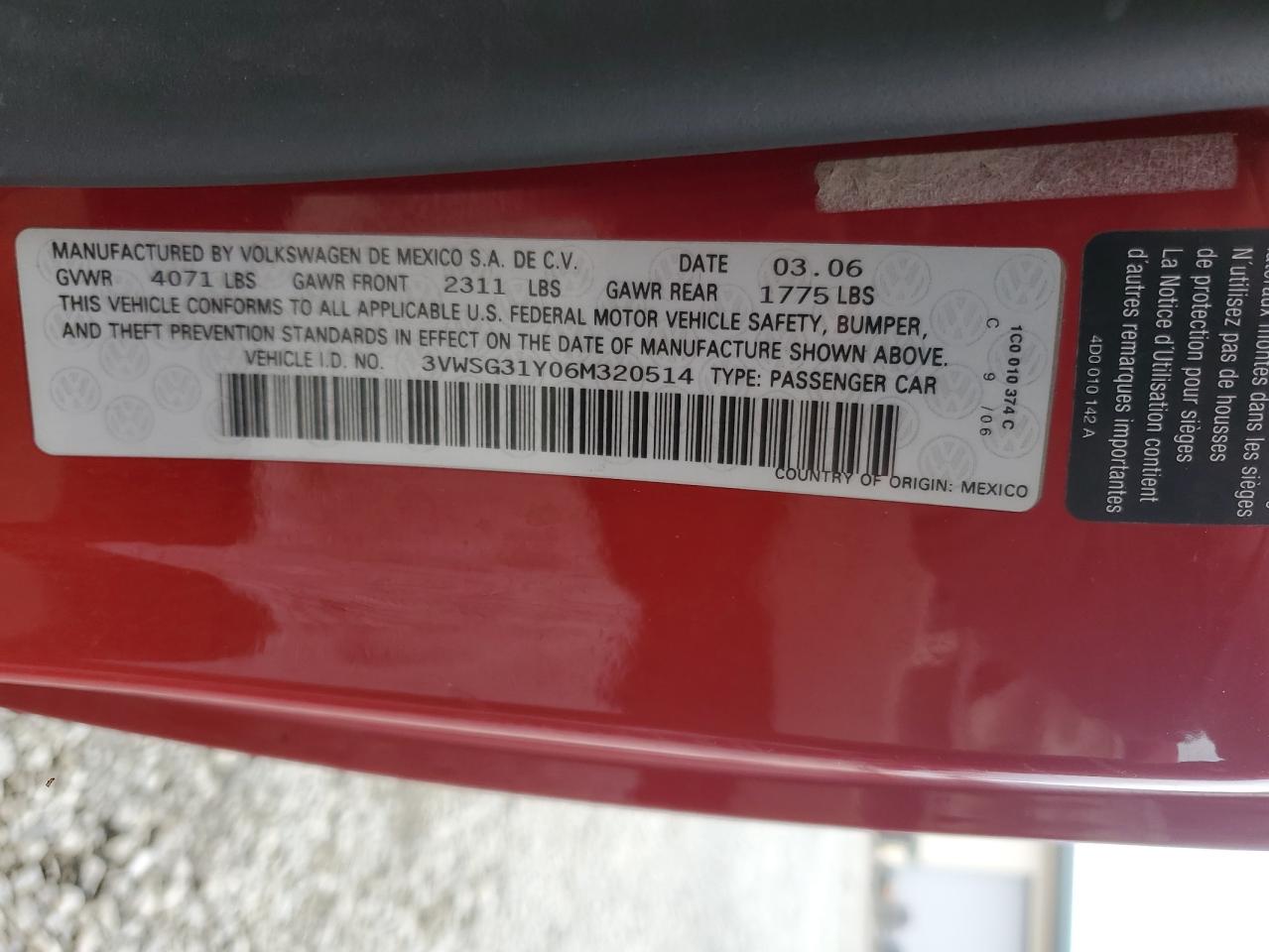 2006 Volkswagen New Beetle Convertible Option Package 2 VIN: 3VWSG31Y06M320514 Lot: 84649995