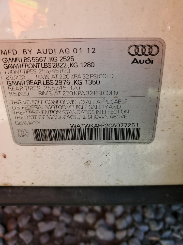 2012 Audi Q5 Prestige VIN: WA1WKAFP2CA077251 Lot: 84597415