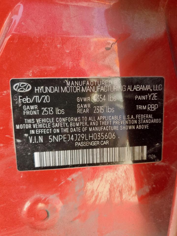 2020 Hyundai Sonata Sel Plus VIN: 5NPEJ4J29LH035606 Lot: 81528875