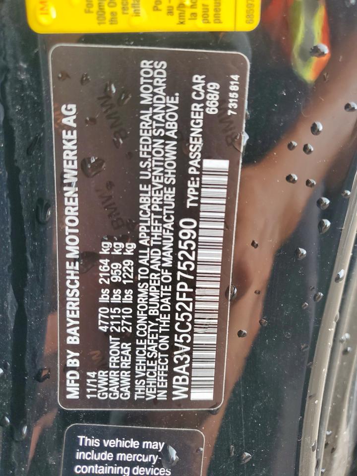 2015 BMW 428 I VIN: WBA3V5C52FP752590 Lot: 81380235