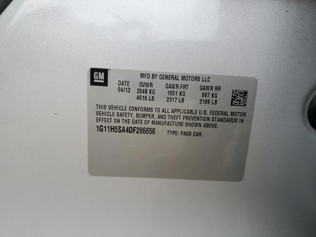 2013 Chevrolet Malibu Ltz VIN: 1G11H5SA4DF286656 Lot: 80499245