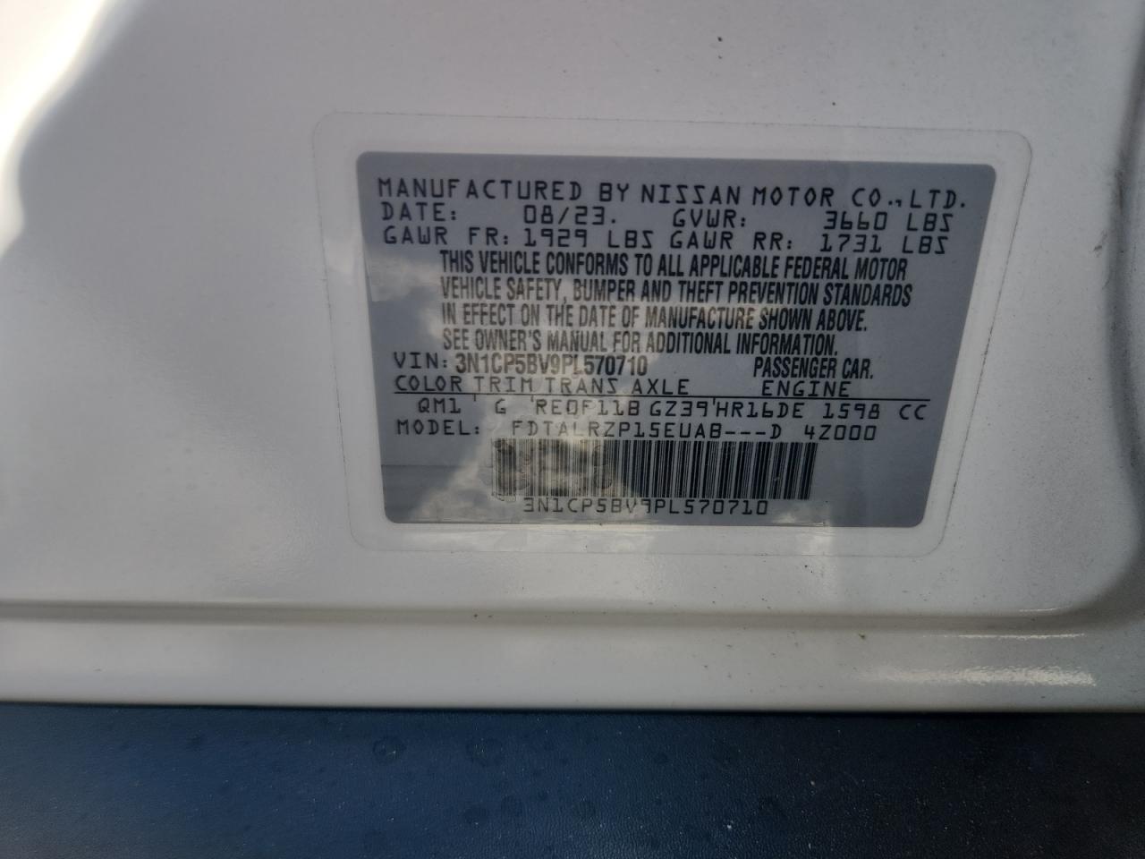 2023 Nissan Kicks S VIN: 3N1CP5BV9PL570710 Lot: 71867525