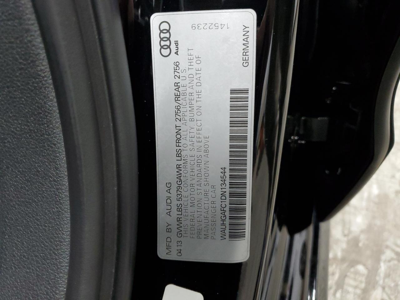 2013 Audi A6 Prestige VIN: WAUHGAFC1DN134544 Lot: 71533805