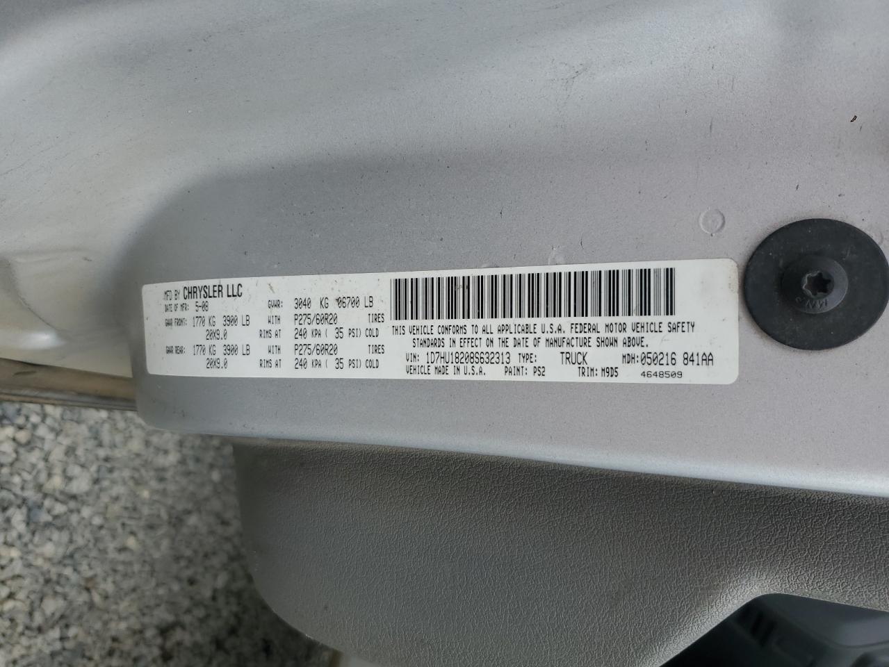 2008 Dodge Ram 1500 St VIN: 1D7HU18208S632313 Lot: 80154775