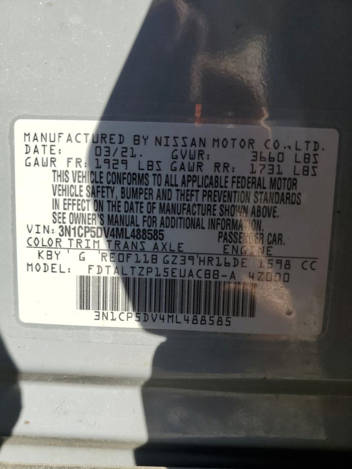 2021 Nissan Kicks Sr VIN: 3N1CP5DV4ML488585 Lot: 81598315