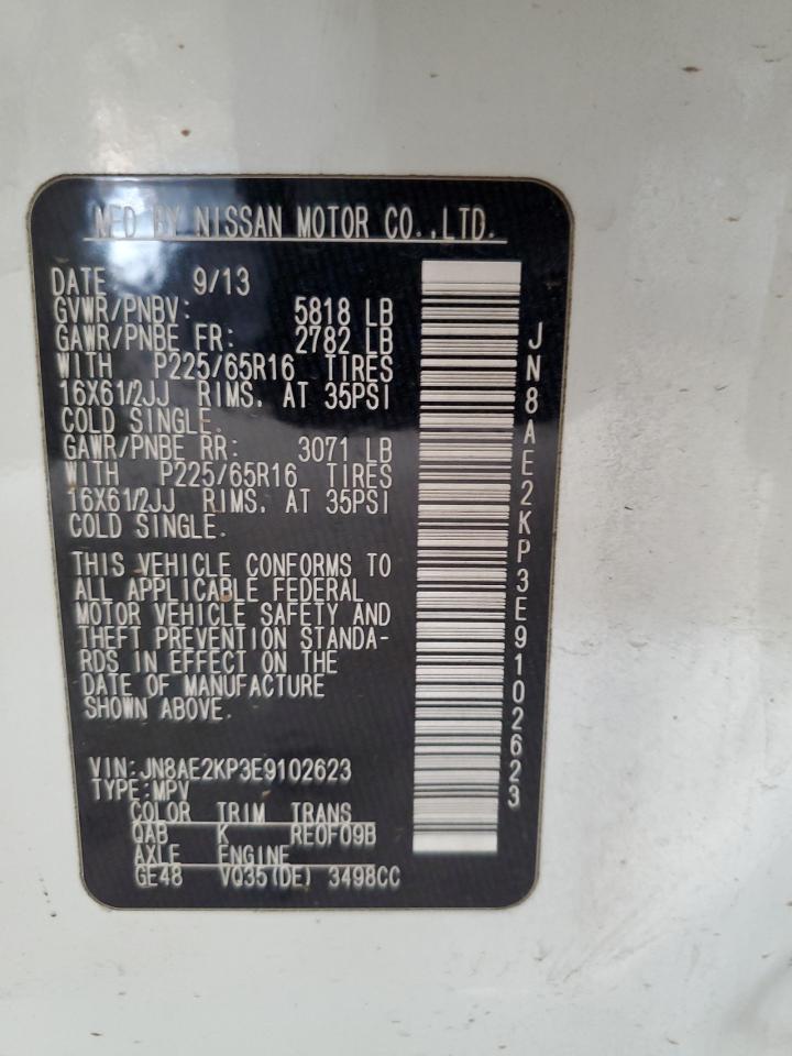 2014 Nissan Quest S VIN: JN8AE2KP3E9102623 Lot: 71618245