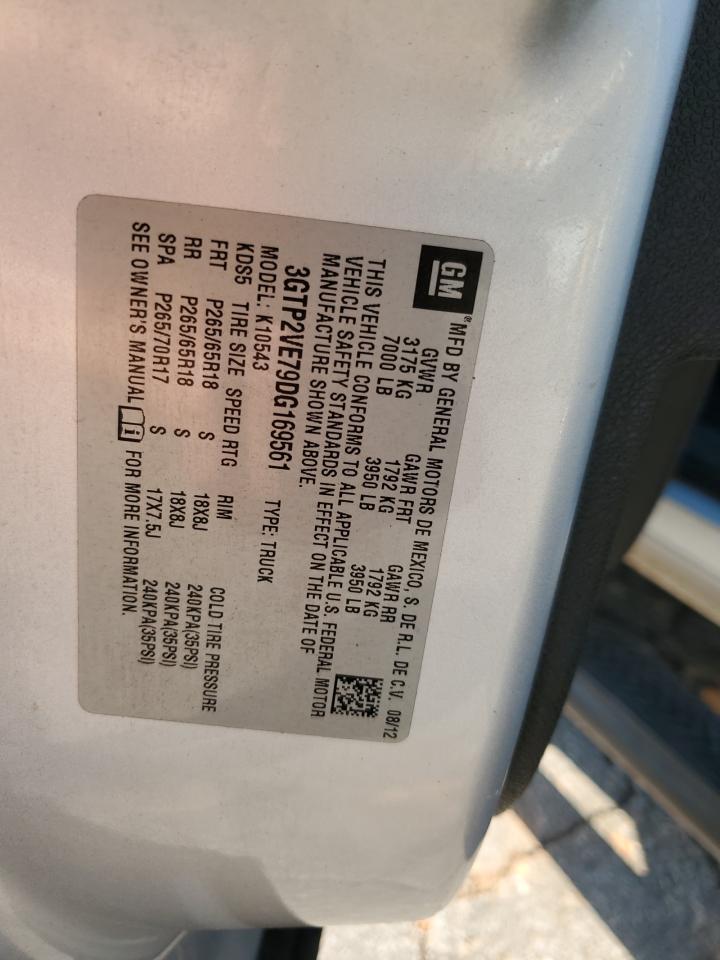 2013 GMC Sierra K1500 Sle VIN: 3GTP2VE79DG169561 Lot: 70545105