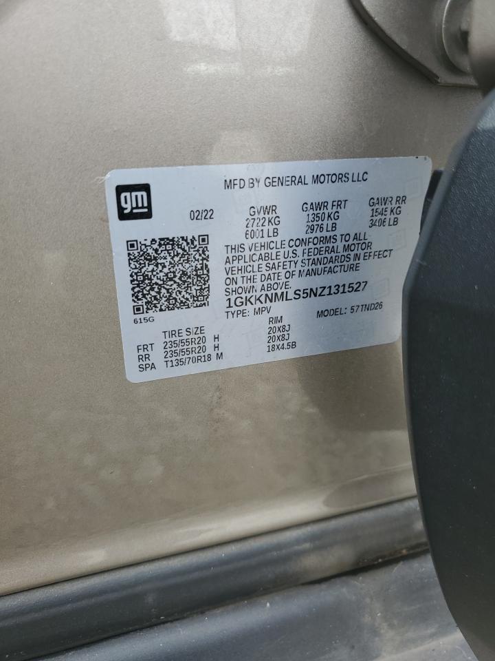 2022 GMC Acadia Slt VIN: 1GKKNMLS5NZ131527 Lot: 84256865