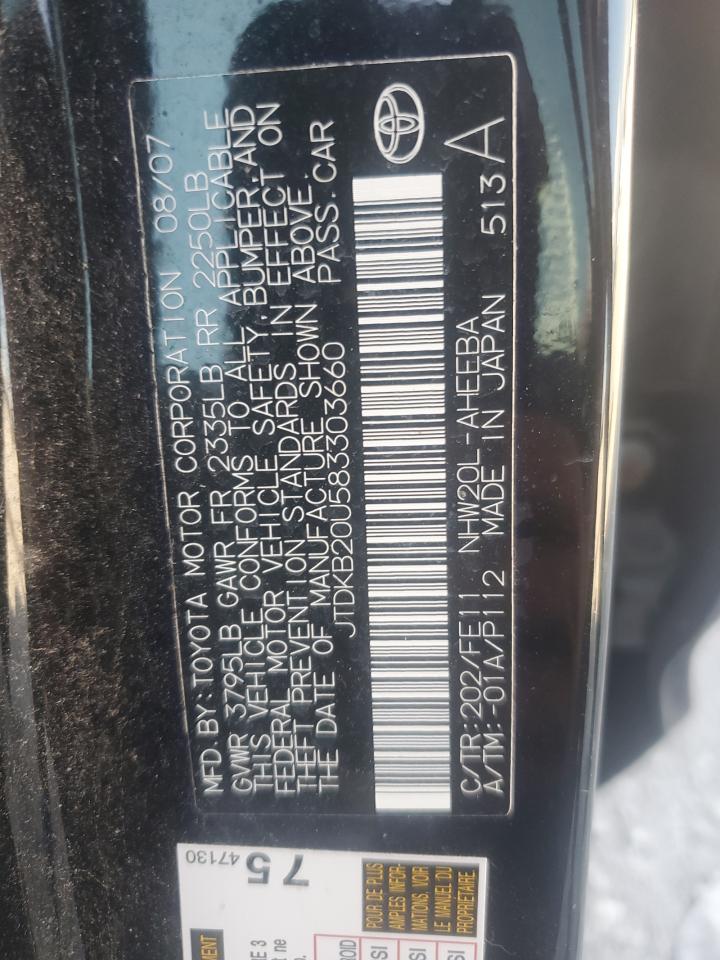 2008 Toyota Prius VIN: JTDKB20U583303660 Lot: 70950095