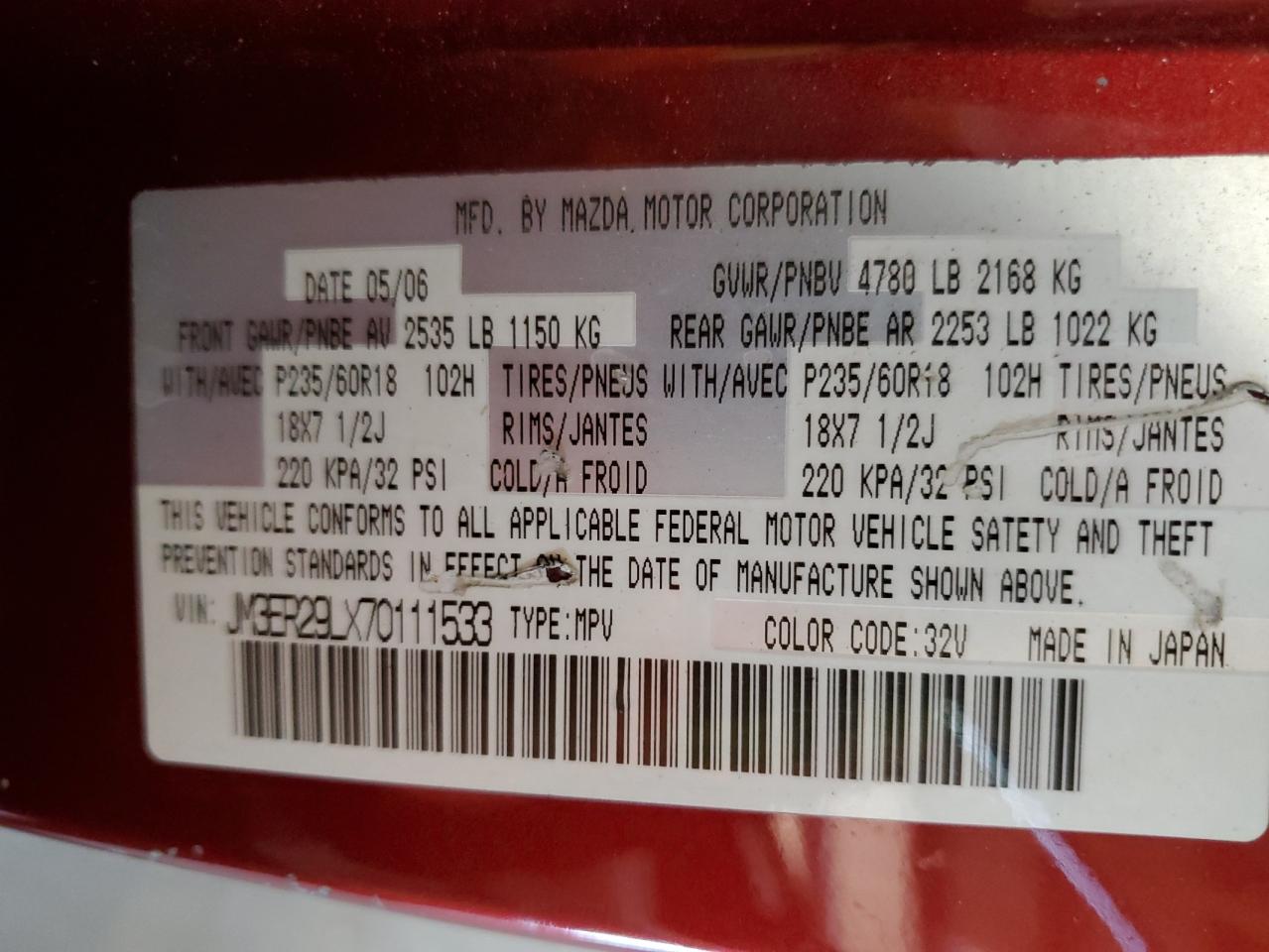 2007 Mazda Cx-7 VIN: JM3ER29LX70111533 Lot: 71849125